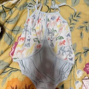 Baby Girls' White Animal Print One-Piece Romper